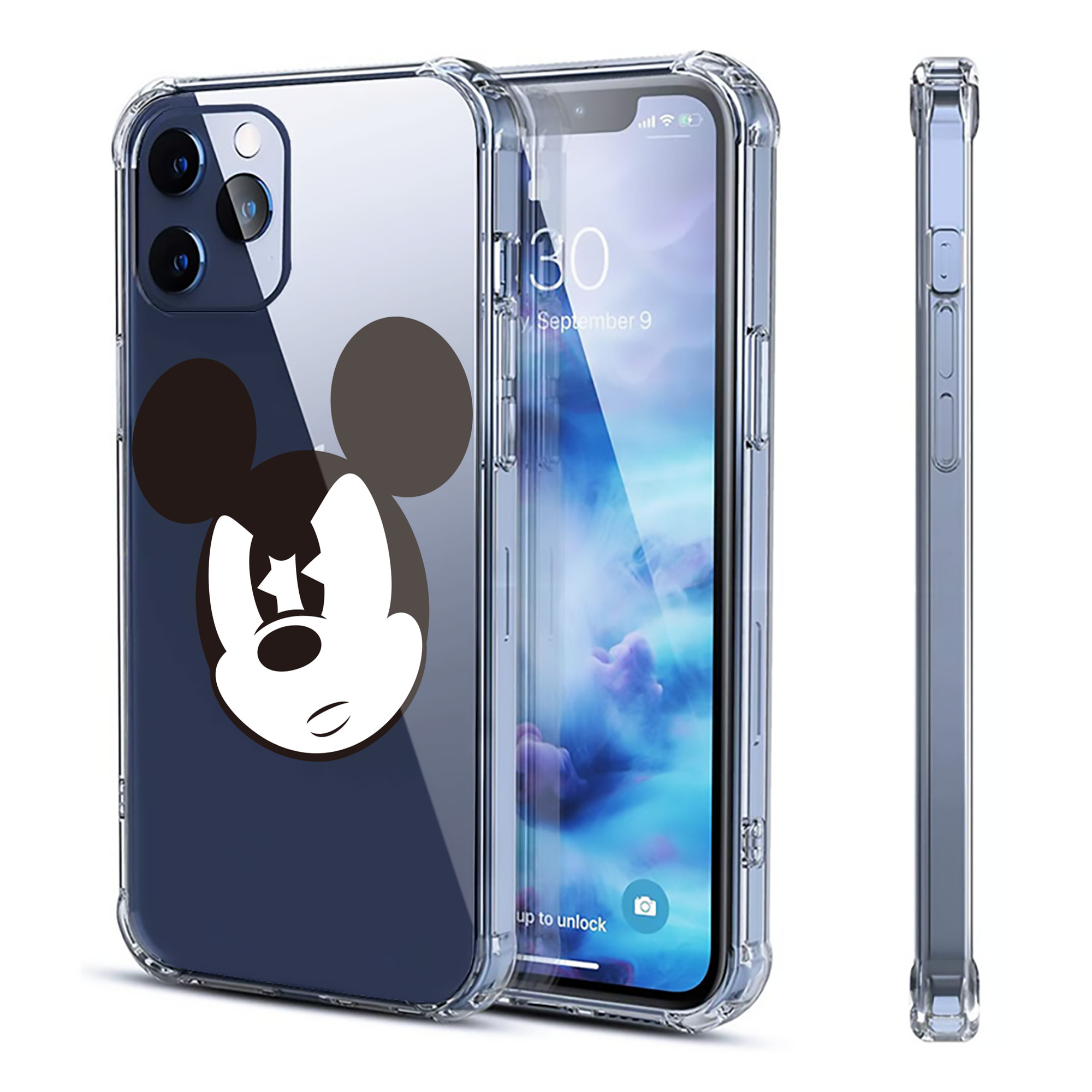 （画像用） ミッキーマウス Mickey Mouse 【iPhone 12シリーズ対応】透明スマホケース（クリアソフトケース）